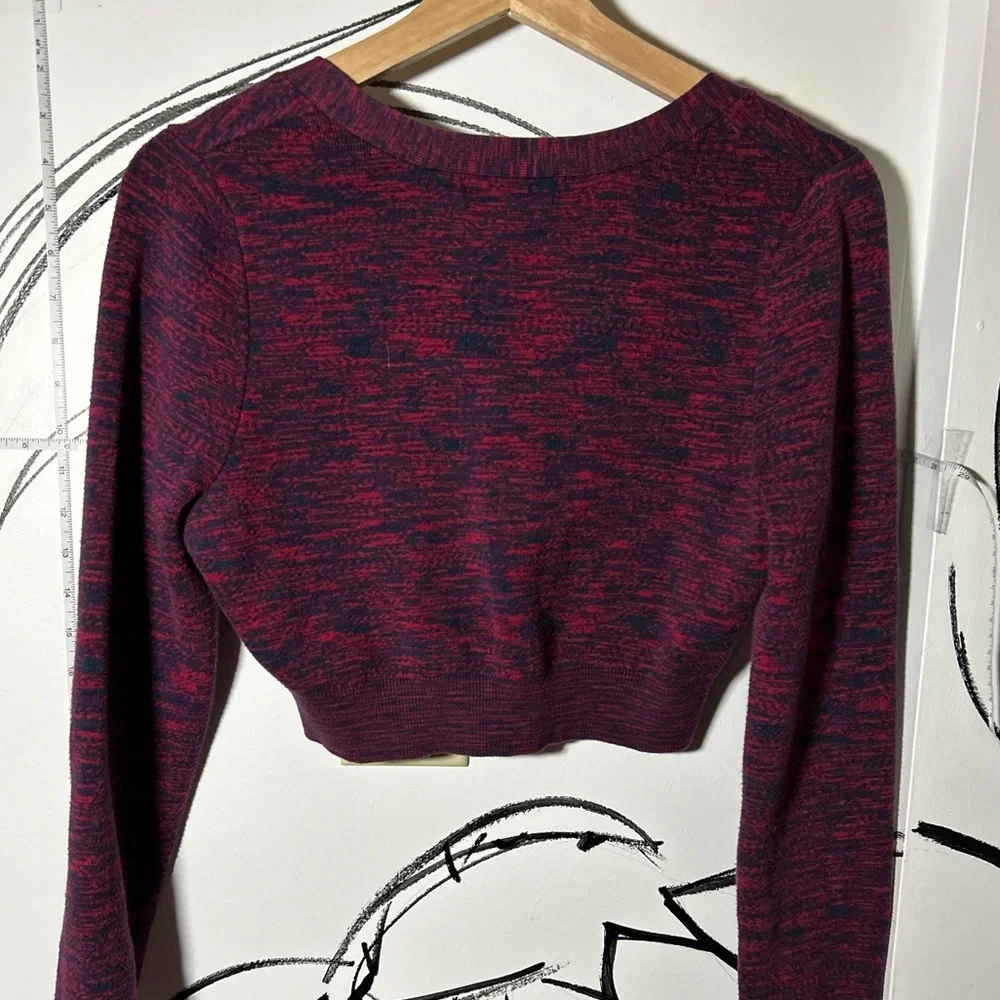 Urban Outfitters Maroon with Blue Cropped Cardigan Sweater, Women’s Small - Picture 5 of 6